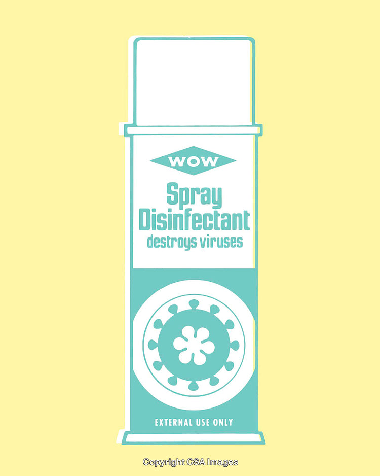 Stylized Line Art Illustration of a Disinfectant Spray Bottle