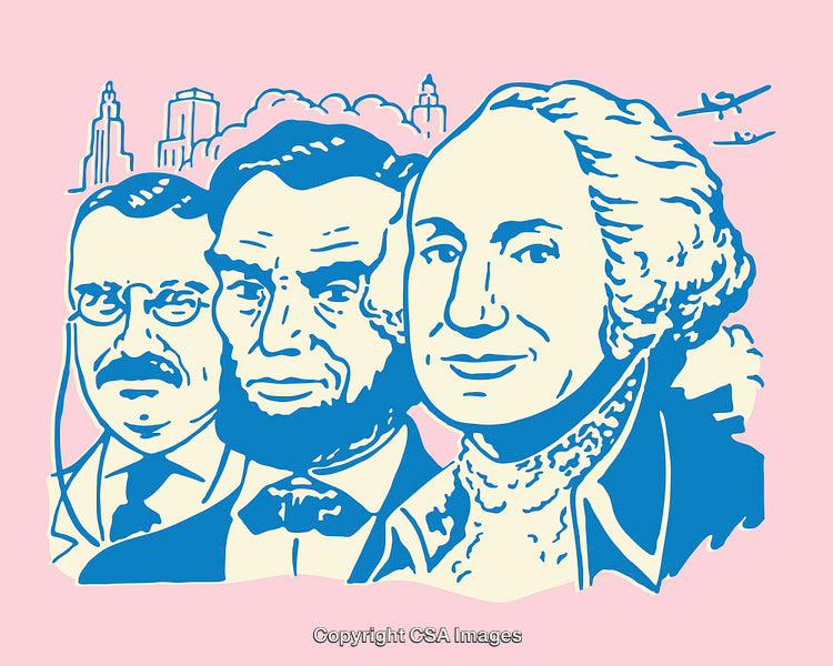 Colorful Illustration of Historical Leaders in a Stylized Art Form