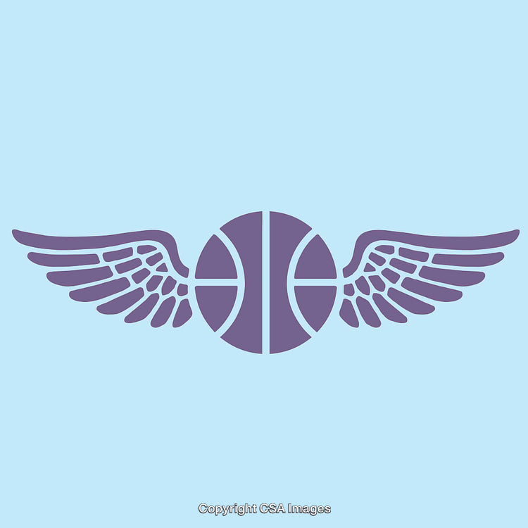 Illustration of a Basketball with Wings Featuring a Minimalist Line Art Style