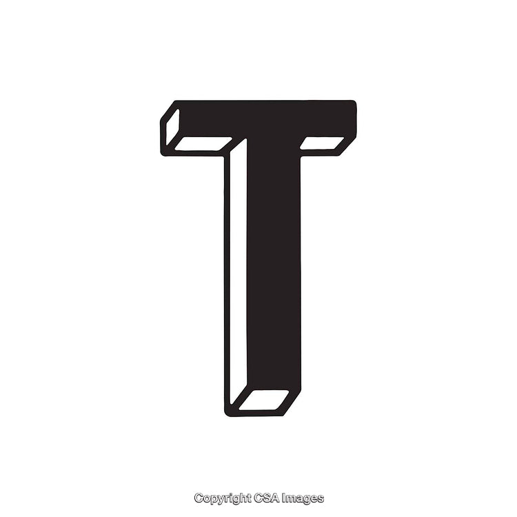 Bold Black Letter T in Geometric Perspective Design