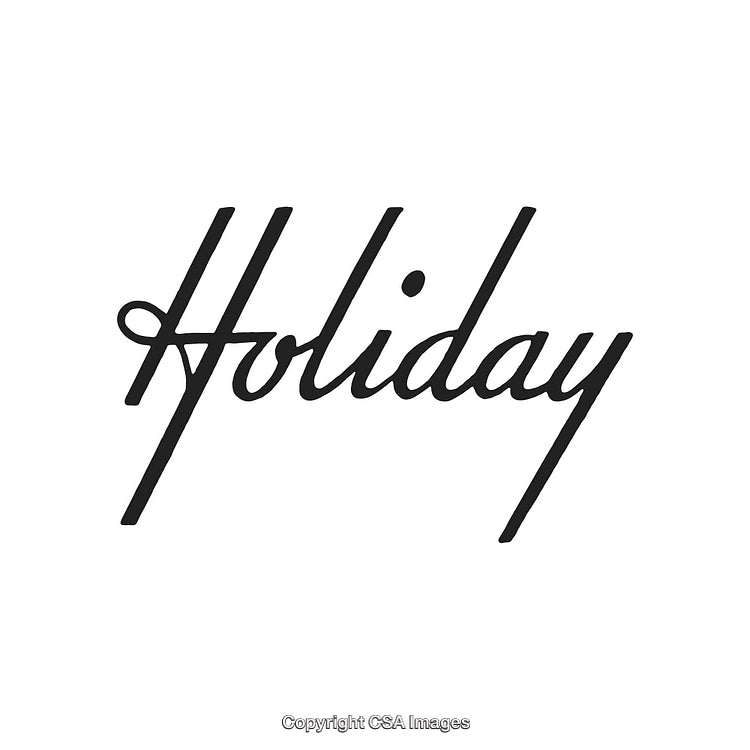 Elegant Black Handwritten Holiday Word on White Background