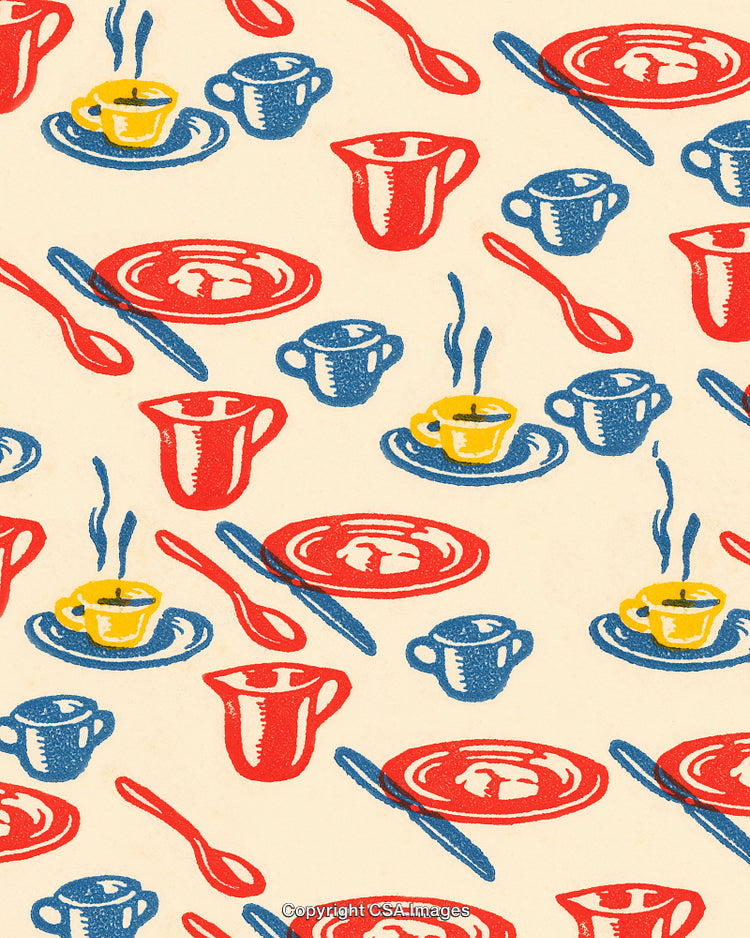 Pattern of Kitchen Dishes and Utensils