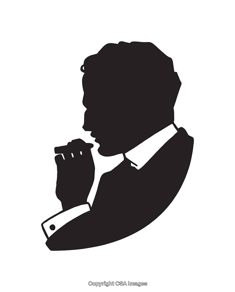 Silhouette of a Man Smoking Cigar in Formal Attire