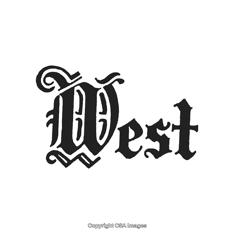 Decorative Gothic Typography Displaying the Word West in Vintage Style