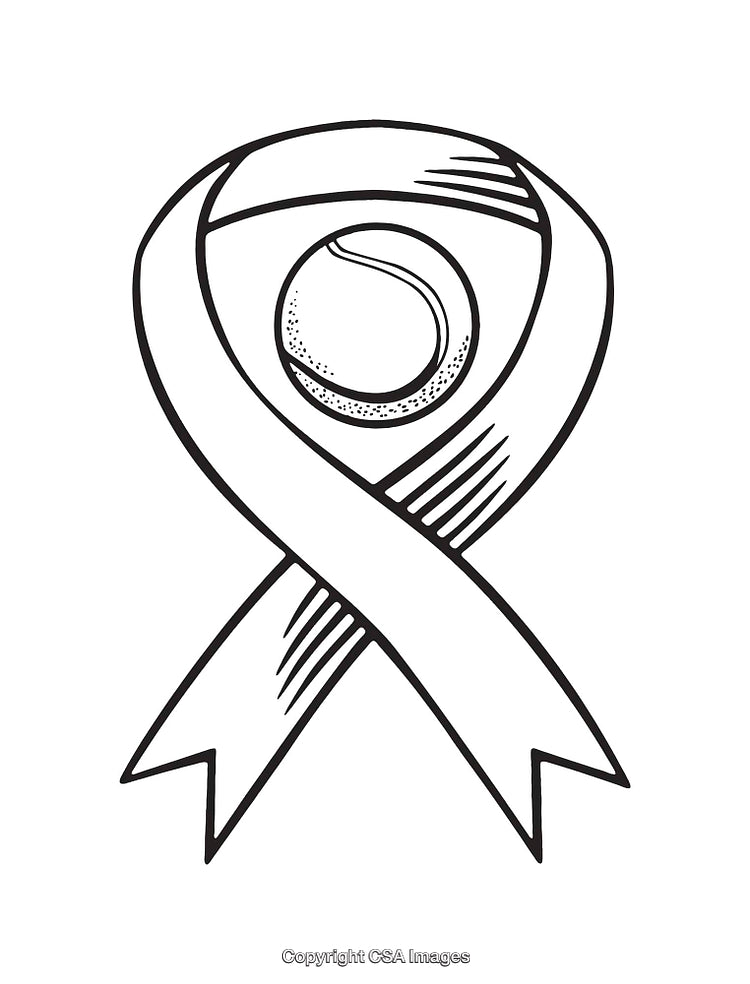 Black and White Line Art Ribbon with Tennis Ball Center