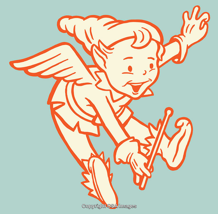 Colorful Illustration of a Flying Fairy with Wand and Joyful Expression