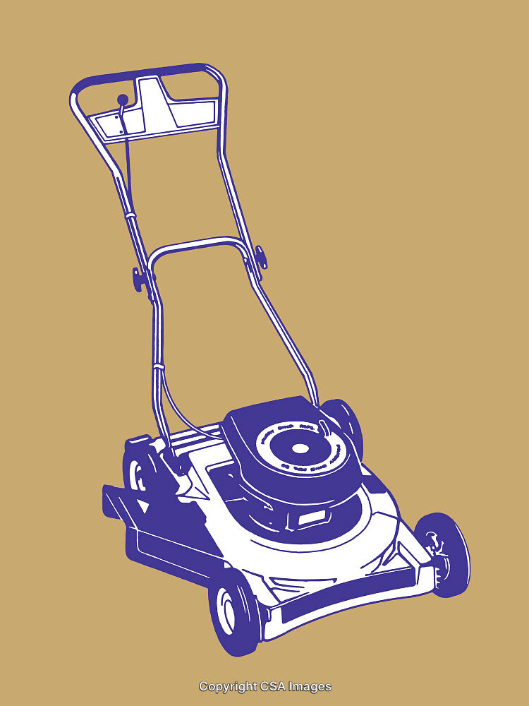 Colorful Lawn Mower Illustration on Solid Background in Modern Style