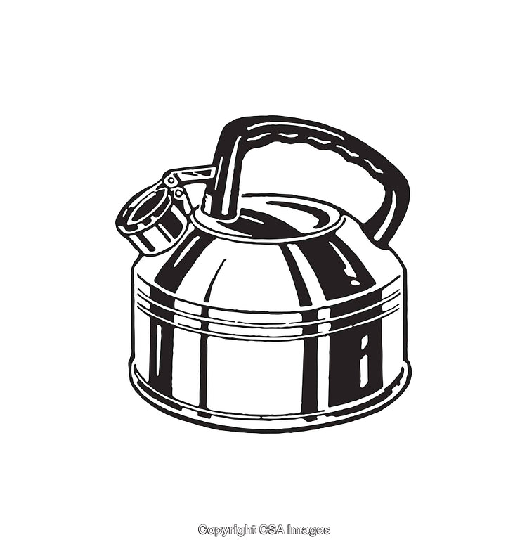 Black and White Line Art of a Vintage Kettle Illustration