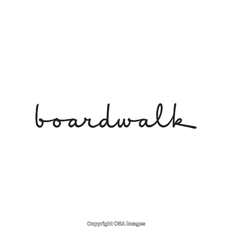 Minimalistic Handwritten Sign Featuring the Word 'Boardwalk' in Black Ink