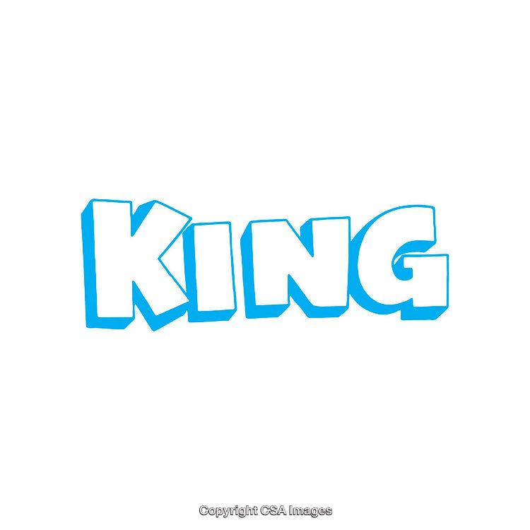Blue Text Graphic Featuring the Word 'King' in Bold Letters