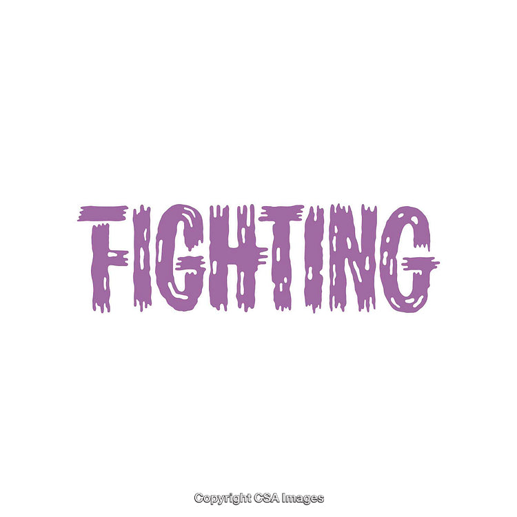 Purple Stylized Typographic Artwork Featuring the Word 'Fighting' on White Background