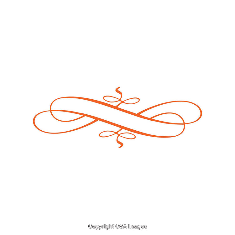 Elegant Orange Decorative Swirl Ornament with a Minimalist White Background