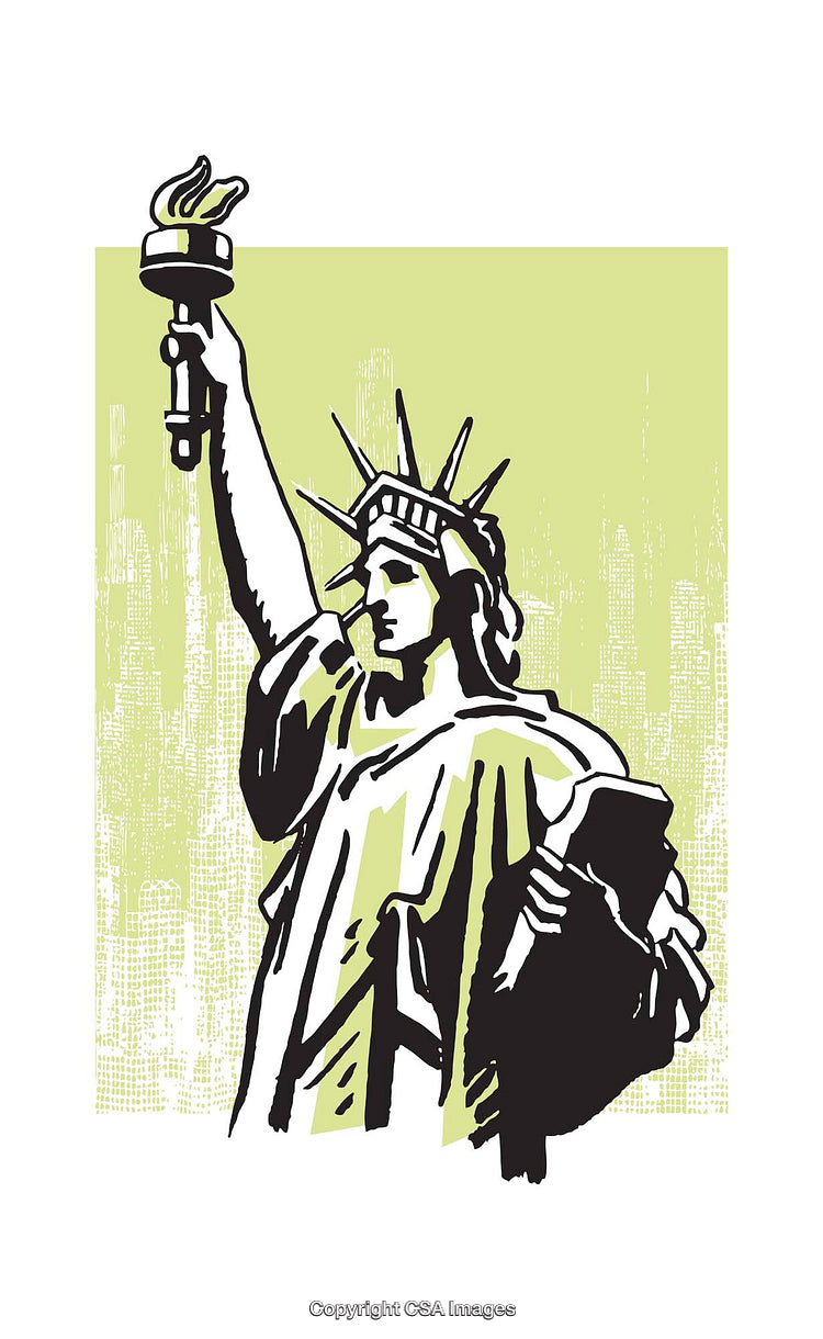 Illustration of the Statue of Liberty in a Bold Artistic Style