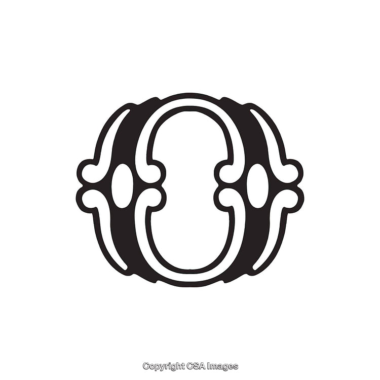Elegant Black and White Decorative Letter O Design Illustration