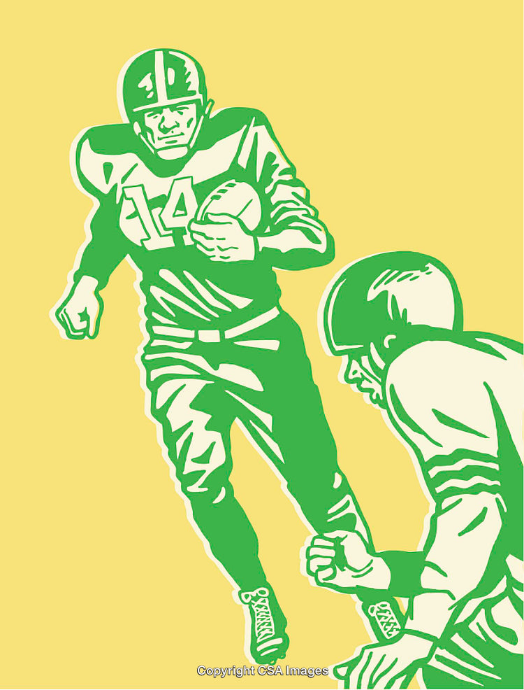 Vintage Style Football Illustration with Players in Action