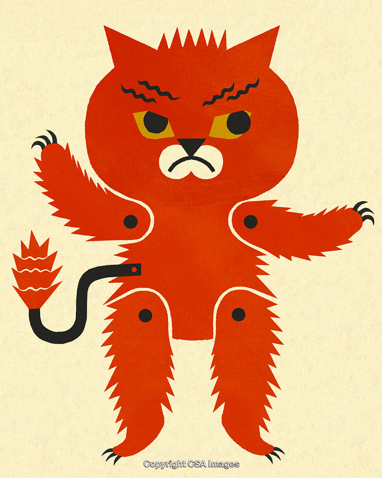 Colorful Abstract Illustration of a Fierce Cat-Like Creature
