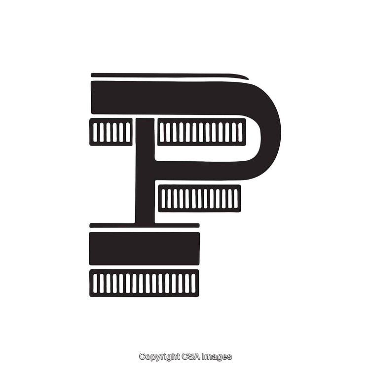 Creative Monochrome Abstract Design of the Letter P in Artistic Style