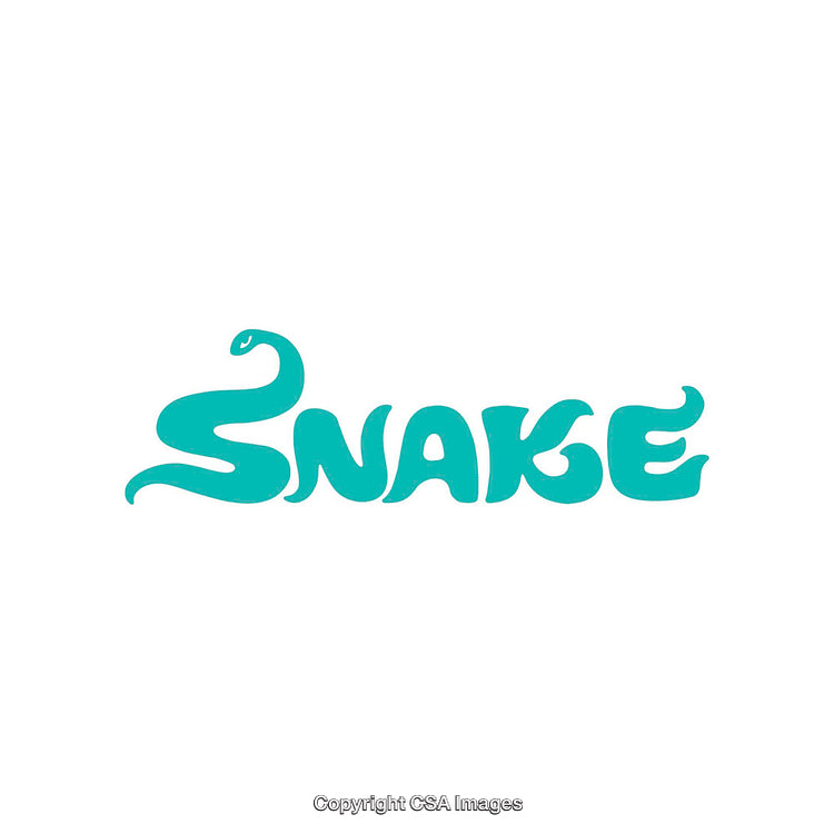 Stylized Snake Design Incorporating Typography with Blue Green Theme