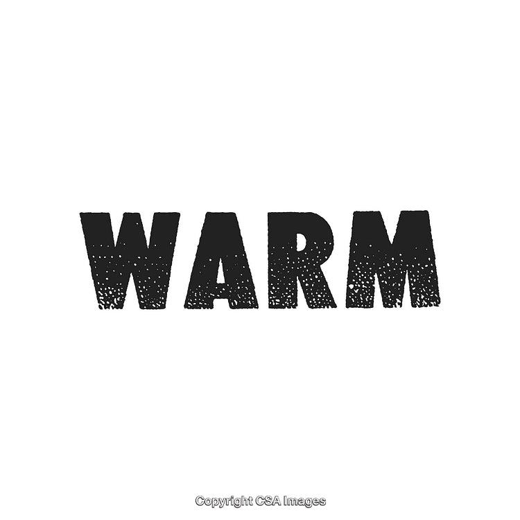 Word 'Warm' in Bold Textured Digital Design on White Background