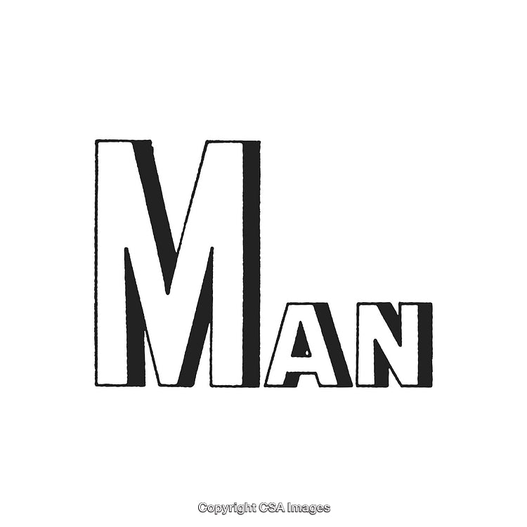 Bold Typography Featuring the Word 'Man' on a Clean White Background