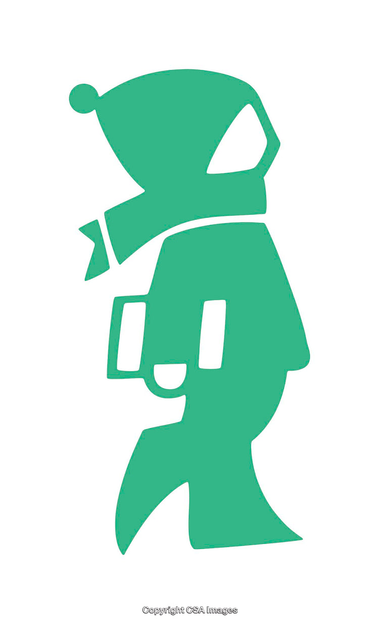 Silhouette Of Person In Winter Clothing Holding Books Or Documents