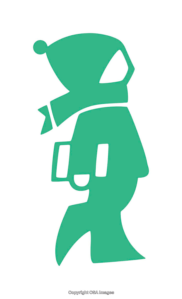 Silhouette Of Person In Winter Clothing Holding Books Or Documents