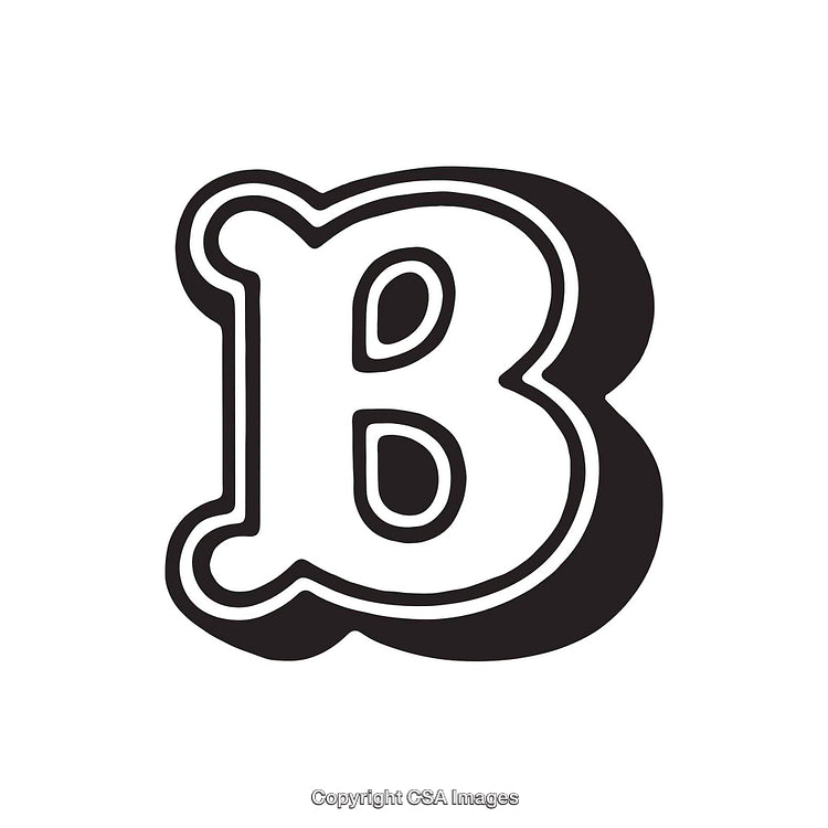 Bold Black Letter B with Stylish Outlined Design on White Background