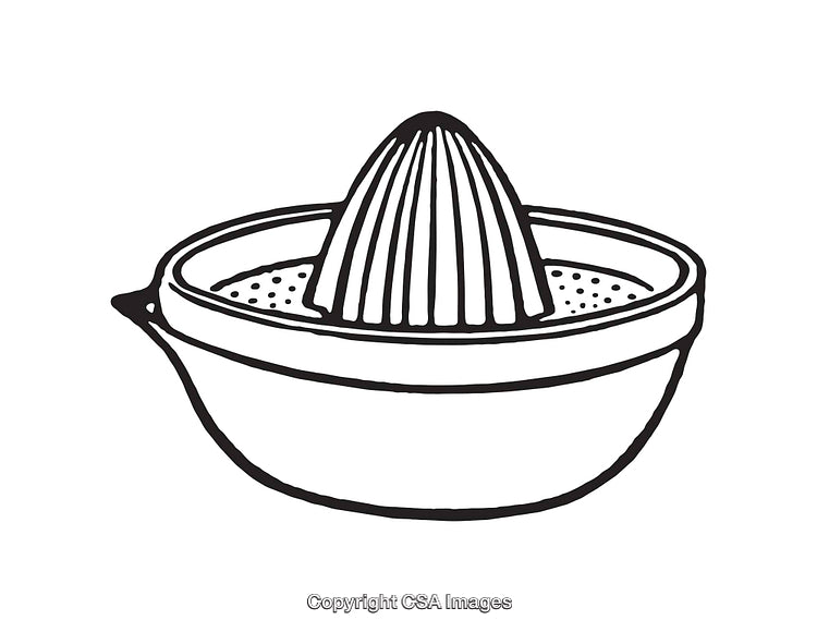 Black and White Illustration of a Manual Citrus Juicer Device