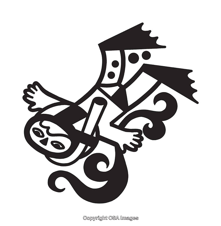 Black and White Line Art Illustration of a Diver with Flippers