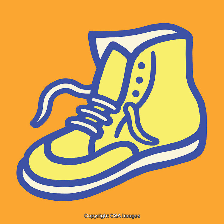 Colorful Illustration of a Single Stylish Shoe with Laces on Orange Background