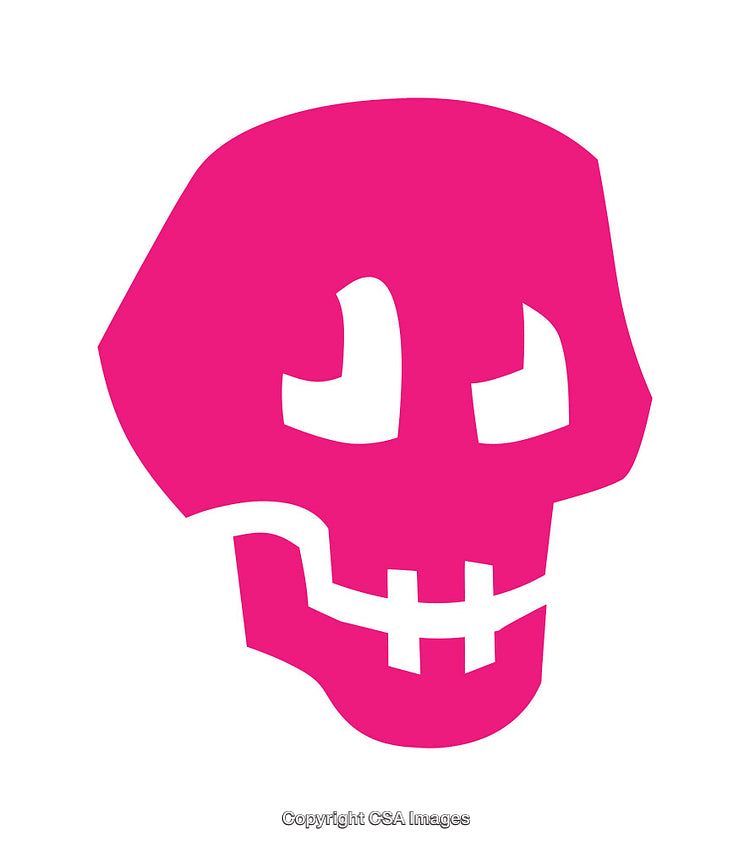 Simple Pink Skull Icon on White Background with Minimalist Design