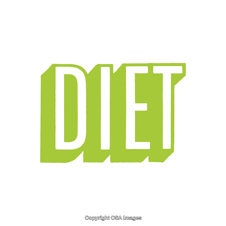 Bold Green Text Highlighting the Word Diet for a Health Concept