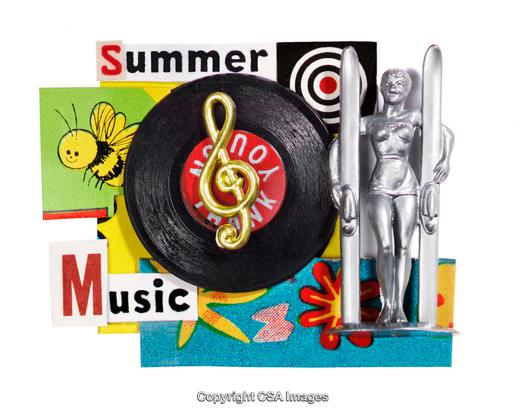 Creative Collage Featuring Music, Nature, and Summer Elements