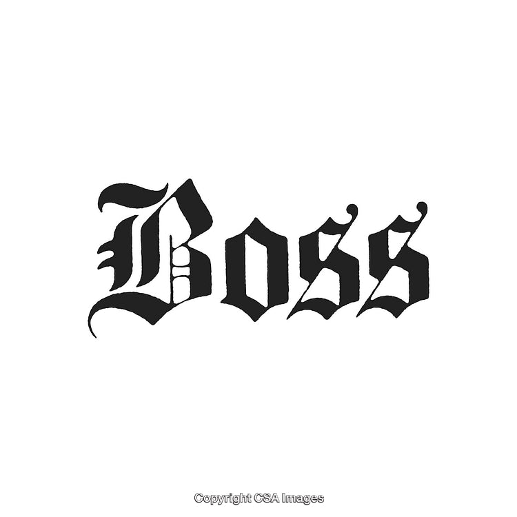 Elegant Gothic Typography Featuring Bold Lettering of the Word Boss in Black