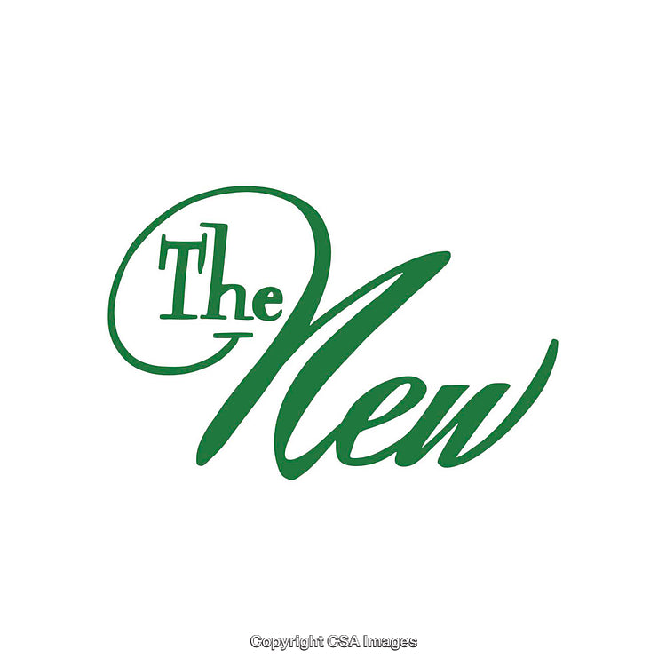 Stylized Green Typography Featuring the Words 'The New' on White Background