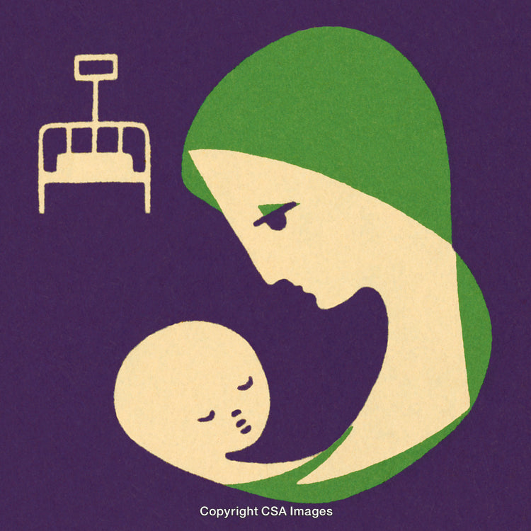 Minimalist Illustration of a Mother Holding a Child in a Caring Pose