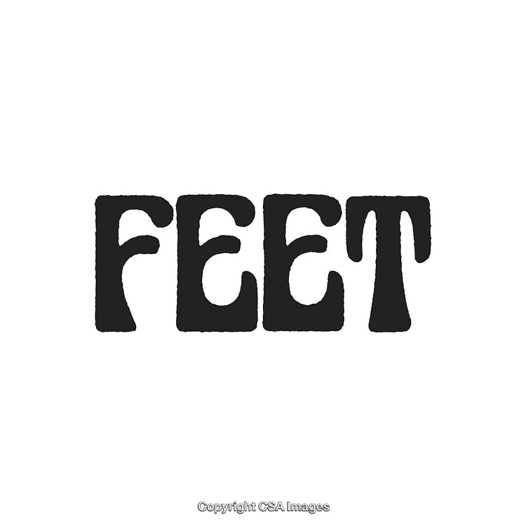 Bold Black Text Spelling 'Feet' On a White Background in Artistic Font