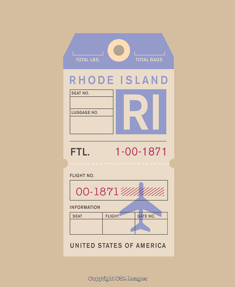 Vintage Rhode Island Travel Luggage Tag with Retro Design Elements