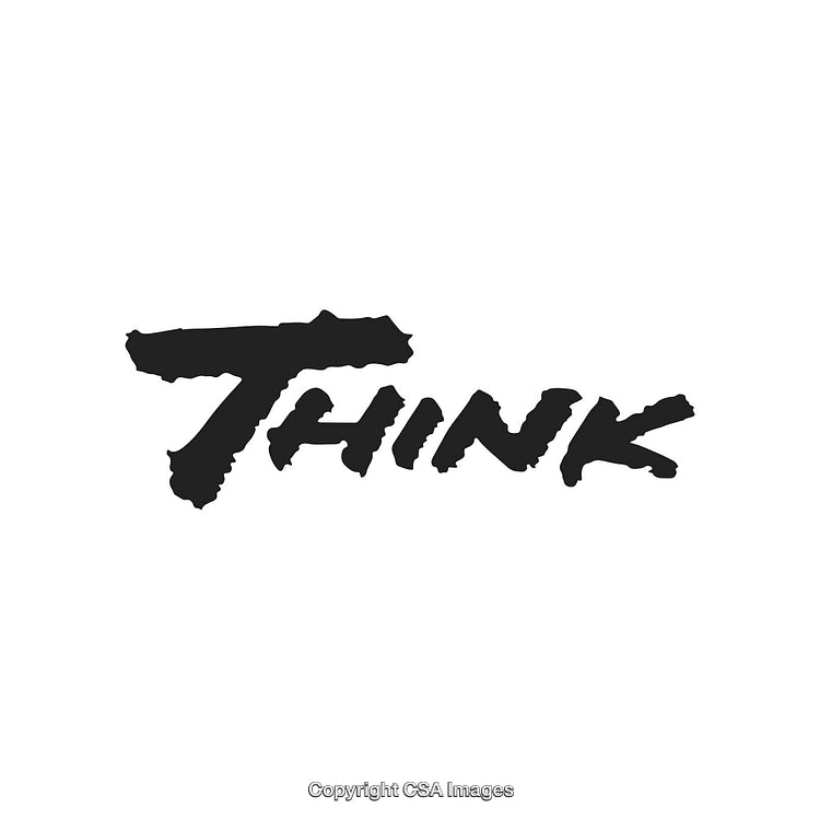 Bold Calligraphy 'Think' Text on White Background for Ideas Concept