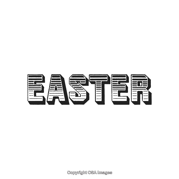 Retro-Style Easter Typography With White Background and Bold Black Lines