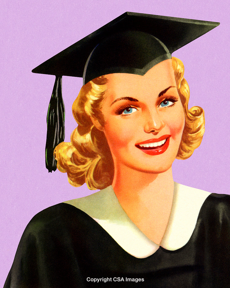 Smiling Female Graduate in a Cap and Gown Illustration