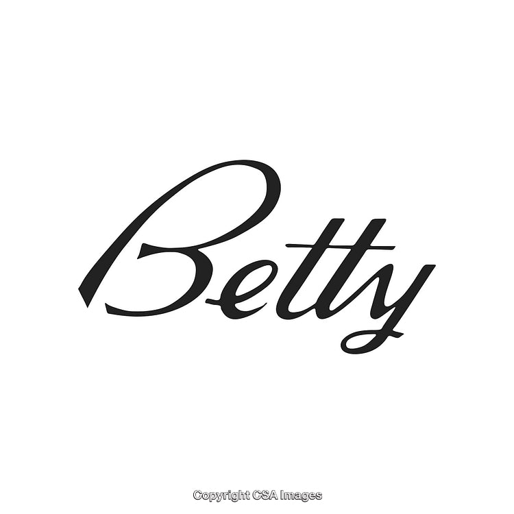 Elegant Black Script Text Displaying the Name 'Betty' on a White Background