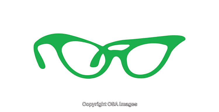 Green Cat-Eye Glasses Icon on a White Background