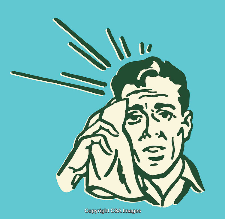 Vintage Style Illustration of a Distressed Man Wiping Sweat