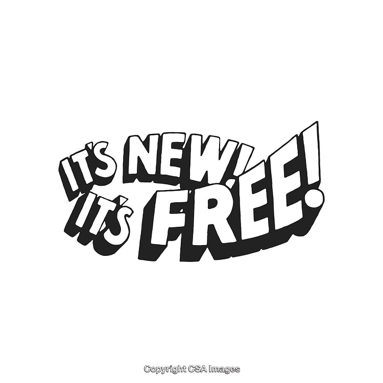 Retro Style Promotion With 'New' and 'Free' Text in Bold Design