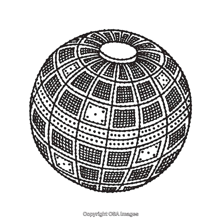 Geometric Black and White Sphere With Intricate Patterns and Designs