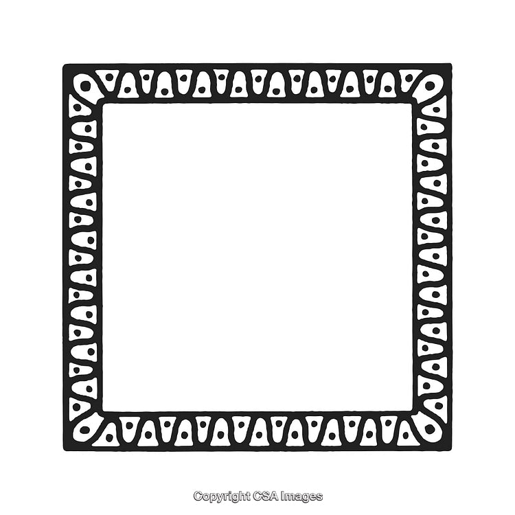 Ornate Black and White Decorative Square Border with Intricate Design