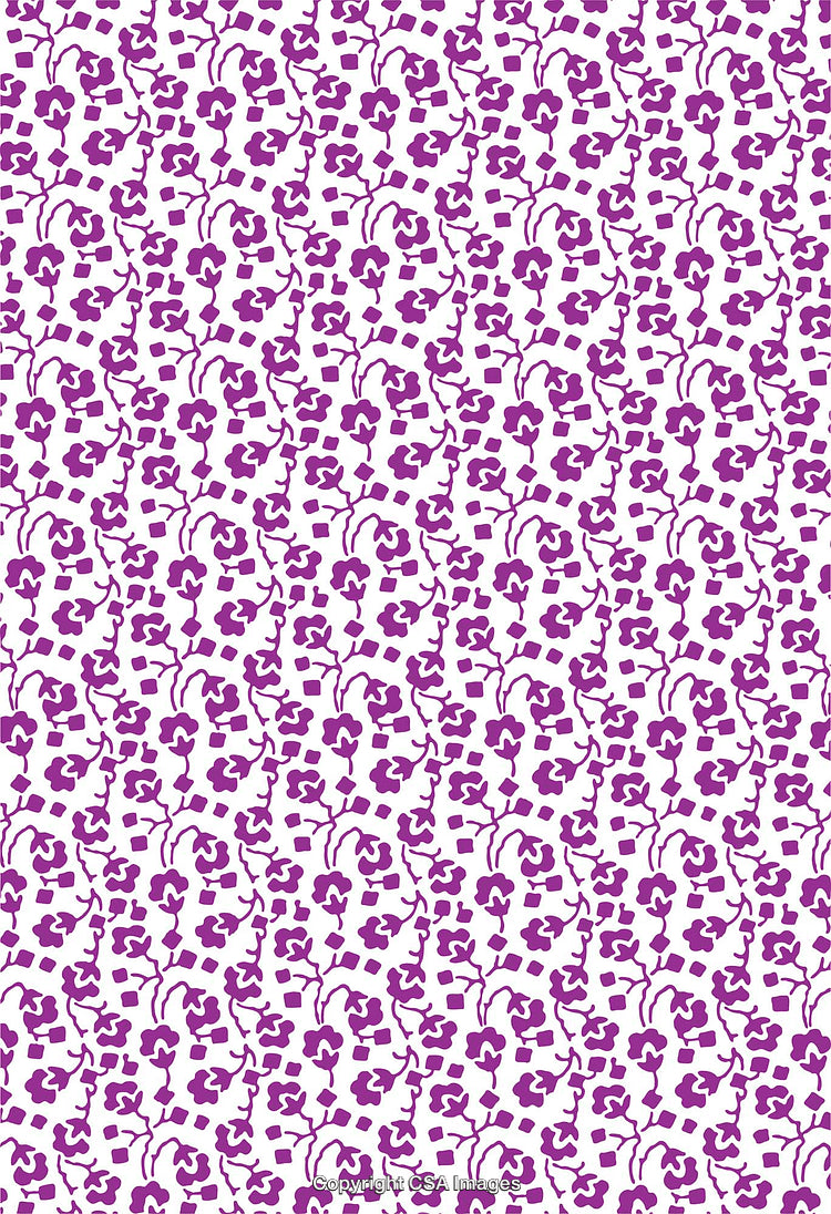 Abstract Purple Floral Pattern on White Background for Textiles and Design