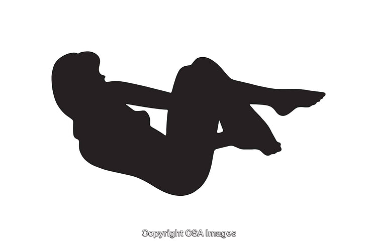 Silhouette of Woman Lying Reclined in Relaxed Pose Isolated on White