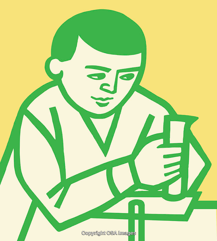 Color Line Art Illustration of a Scientist Conducting an Experiment